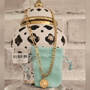 NWT Adornia 18" Adjustable 14KGP Necklace & dustbag